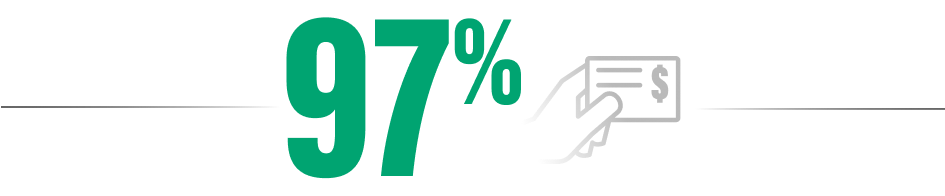 97% with a person walking icon